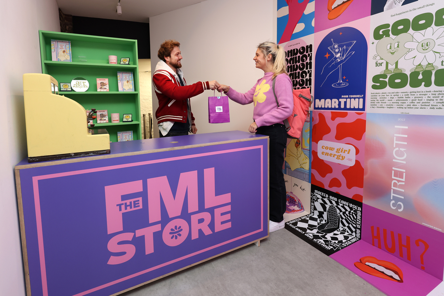 Photograph of an interaction inside the FML store